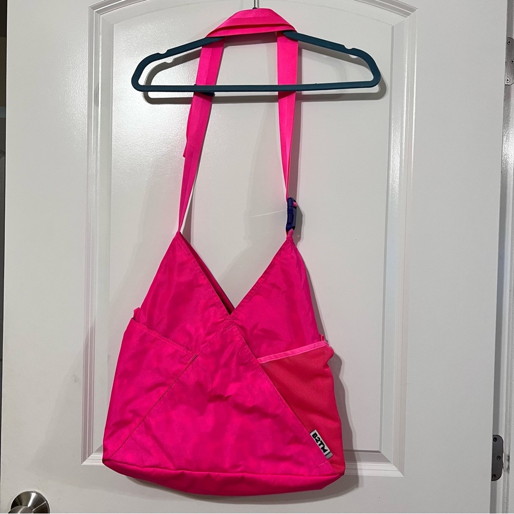 Baboon to the moon Triangle Tote Hot Pink